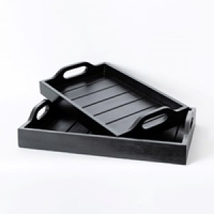 set black wooden trays